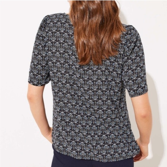 Loft Black and Blue Mosaic Blouse Sz S - Picture 4 of 7